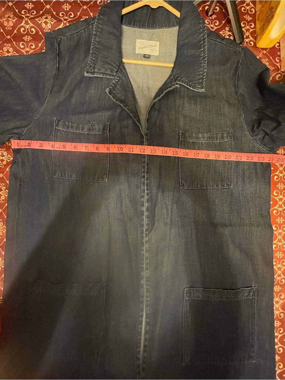 Longline Women's Denim Duster Jacket in Dark Blue - Picture 5 of 5